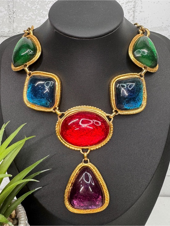 Kenneth Jay Lane Jewelry - VTG 90s KJL for Avon Kenneth Jay Lane Caprianti Jewel Tone Statement Necklace